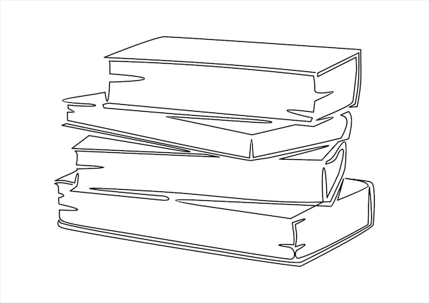 Plik wektorowy pojedynczy rysunek linii stosu książek. stos książek ikona sylwetka dla koncepcji edukacji.