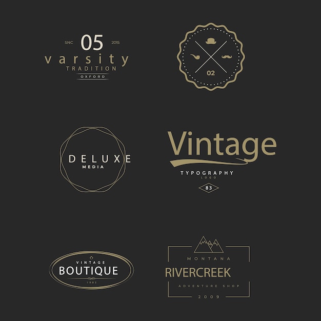 Pokazywany jest zbiór logo mody vintage
