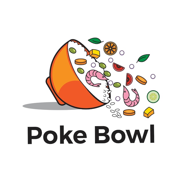 Poke Bowl Restauracja Logo Wektor 01