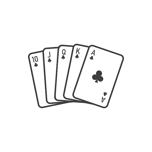 Poker trefl od dziesiątki do asa - wektorowe karty do gry na białym tle