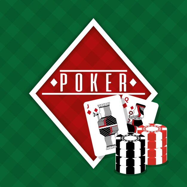 Plik wektorowy poker znak diament karty i żetony hazard zielone tło