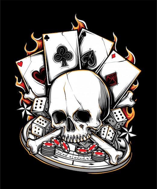 Pokerowa Hazardzista Kości Czaszki Ilustracja