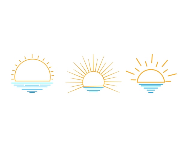 Pół słońca z kolekcji Water Line Art Vector