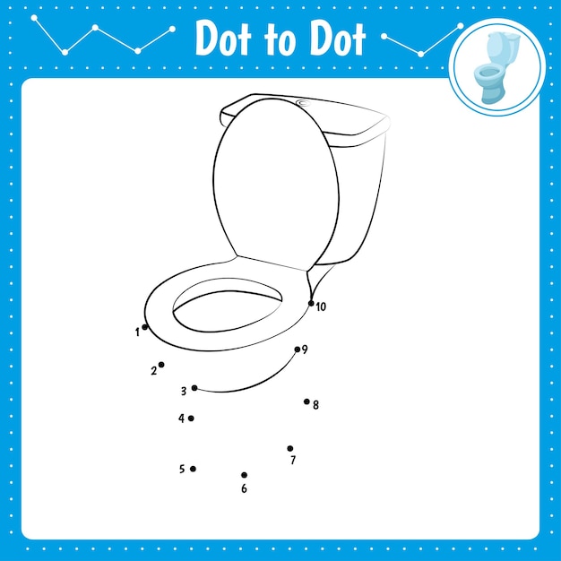 Połącz Kropki Gra Edukacyjna Połącz Kropki Kolorowanka Dla Dzieci W Wieku Przedszkolnym Arkusz Aktywności Ilustracja Wektorowa Toaleta