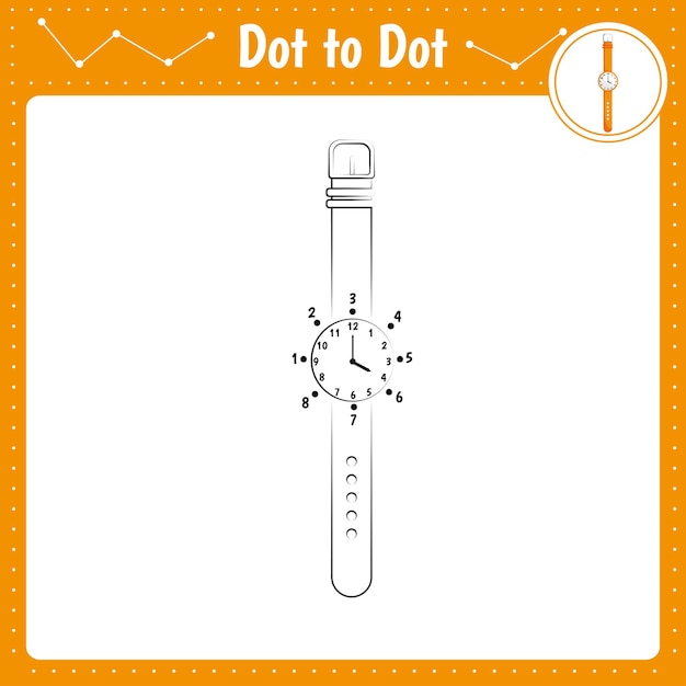 Połącz Kropki Gra Edukacyjna Połącz Kropki Kolorowanka Dla Dzieci W Wieku Przedszkolnym Arkusz Aktywności Ilustracja Wektorowa Zegarki Zegarowe