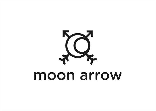 Połączenie Logo Księżyca Z Ikoną łuku Strzałki Wektor Ilustracja Sylwetki