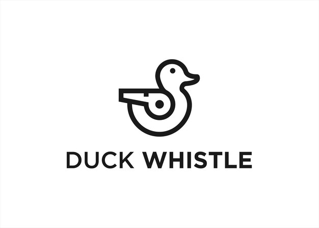 Plik wektorowy połączenie logo małej kaczki z ilustracją sylwetki wektora gwizdka