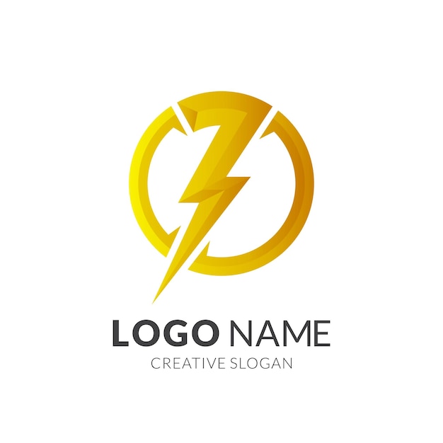 Połączenie Logo Thunder I Projektu Koła, Logo Mocy I Energii