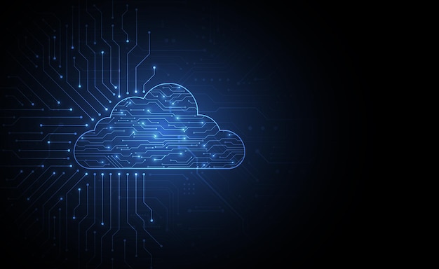 Połączenie obliczeniowe sieci chmurowej z ikonami internetowymi projekt obwodów koncepcyjnych