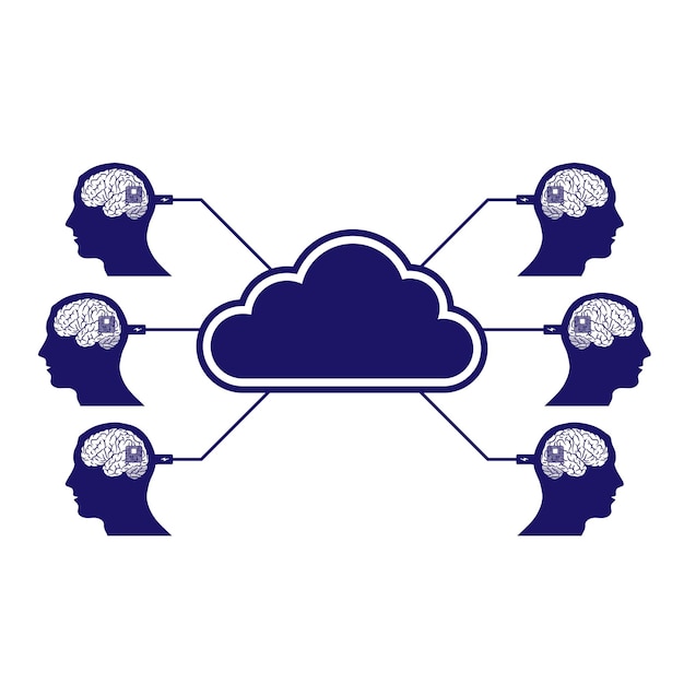 Plik wektorowy połączenie z chmurą mózgu w głowie