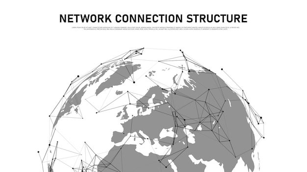 Połączenie Z Globalną Siecią Społecznościową Abstrakcyjna Futurystyczna Mapa Planety Ziemia Na Białym Tle Nauka I Technologia