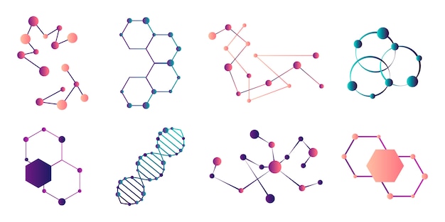 Plik wektorowy połączone cząsteczki. model połączenia cząsteczki