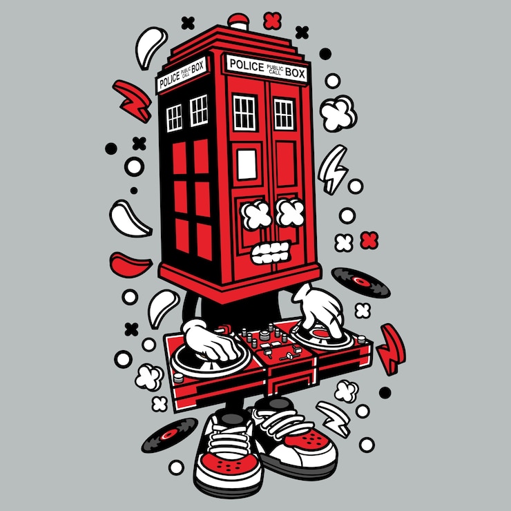 Wektor police box dj cartoon