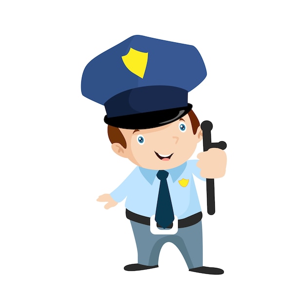 Police Security Cartoon Worker Character Ilustracja
