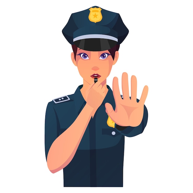 Policja znak stopu z ilustracją gwizdka