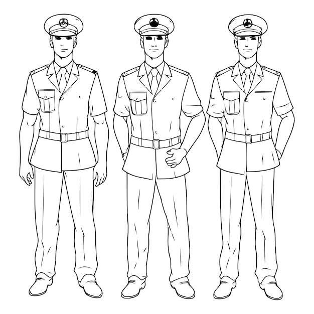 Plik wektorowy policjanci w czarno-białych mundurach