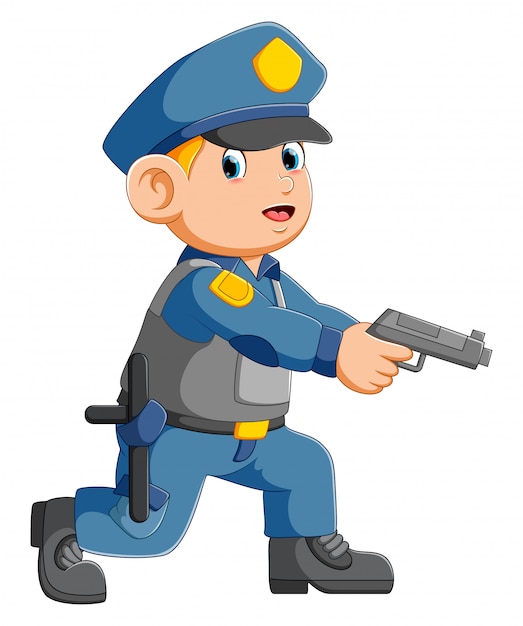 Policjant Celujący Z Pistoletu