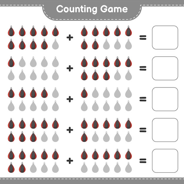 Policz I Dopasuj Policz Liczbę Worków Treningowych I Dopasuj Odpowiednie Liczby Gra Edukacyjna Dla Dzieci Do Druku Ilustracji Wektorowych Arkusza