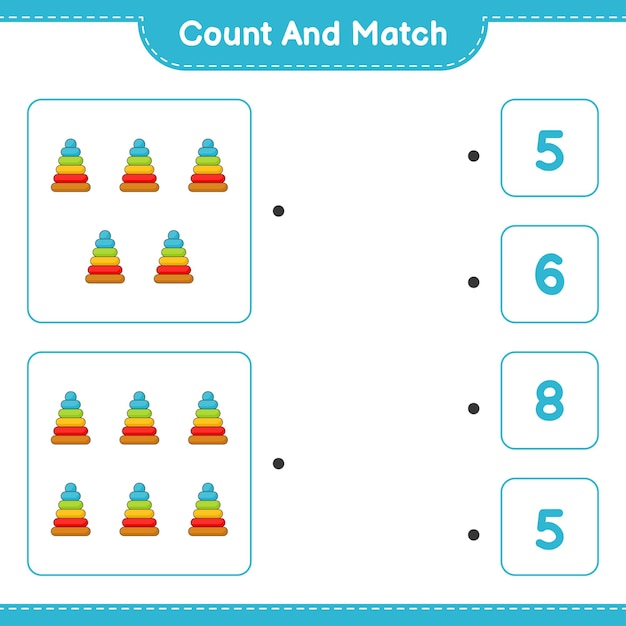 Policz I Dopasuj Policz Liczbę Zabawek Piramidy I Dopasuj Właściwe Liczby