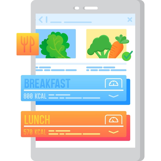 Plik wektorowy policz kalorie z jedzeniem wektora ikony aplikacji mobilnej