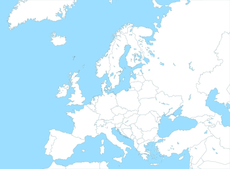 Polityczna mapa Europy z granicami