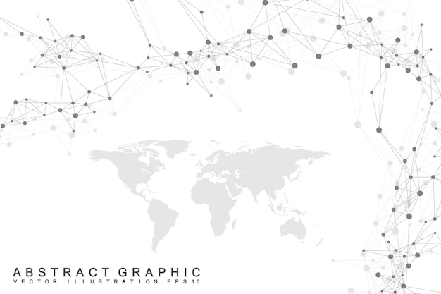 Polityczna Mapa świata Z Globalną Technologią Sieciową Koncepcją Linii Wizualizacji Danych Cyfrowych Plexu ...