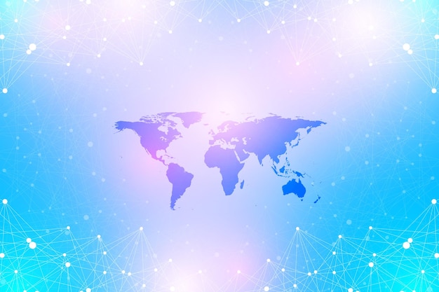 Polityczna Mapa świata Z Globalną Technologią Sieciową Koncepcja Wizualizacji Danych Cyfrowych Naukowa ...