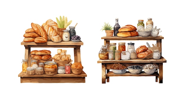 Plik wektorowy półka z chlebem clipart na białym tle ilustracji wektorowych