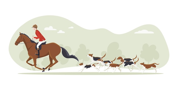 Plik wektorowy polowanie na konie z psami na ilustracji wektorowych cross country
