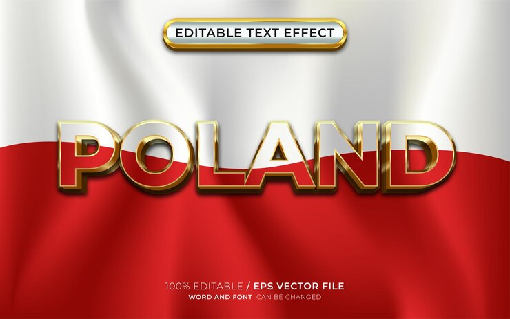 Polska Efekt tekstowy 3D z flagą Polski