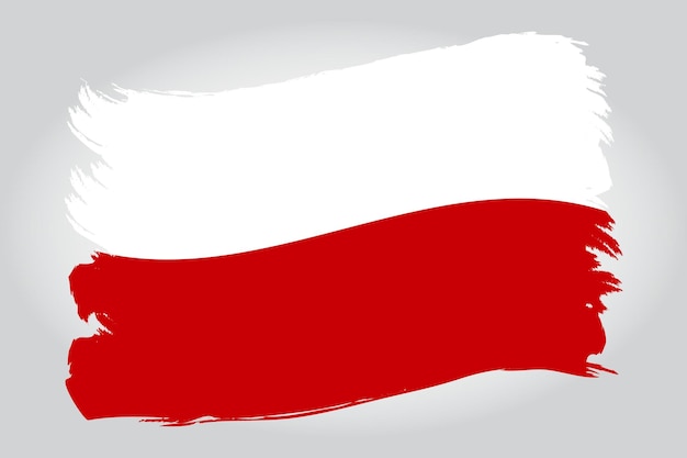 Plik wektorowy polska flaga pociągnięcia pędzlem na białym tle. ilustracja wektorowa