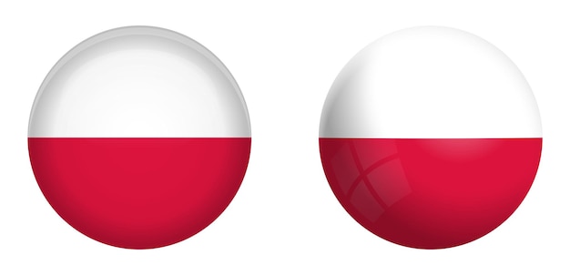 Polska flaga pod 3d przycisk kopuły i na błyszczącej kuli / kuli.