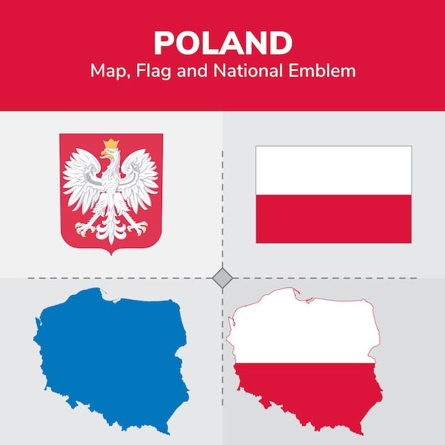 Polska Mapa, Flaga I Godło Państwowe