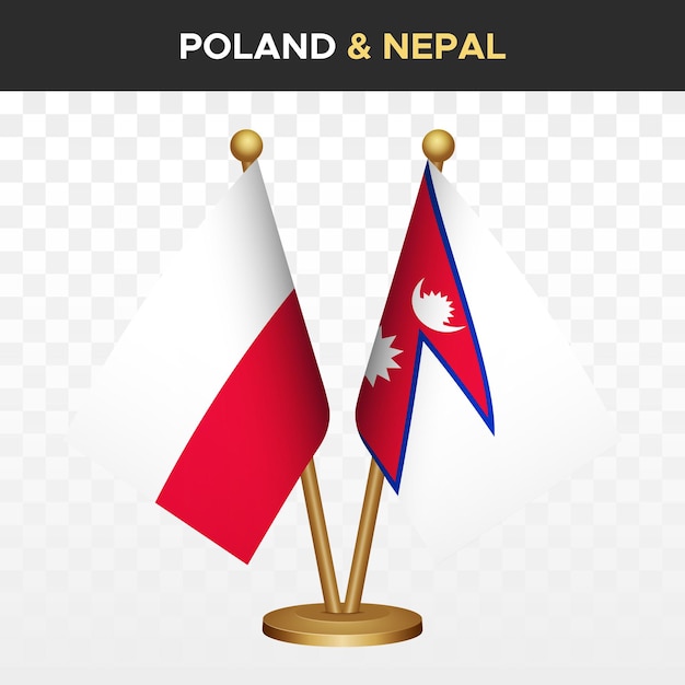 Polska Vs Nepal Flagi 3d Stojący Biurko Flaga Polski Ilustracja Wektorowa