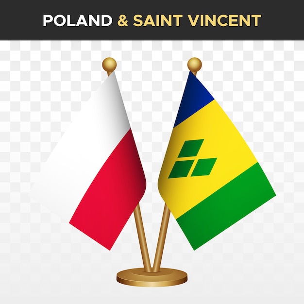 Polska Vs Saint Vincent Grenadines Flagi 3d Stoiskowa Flaga Polski Ilustracja Wektorowa