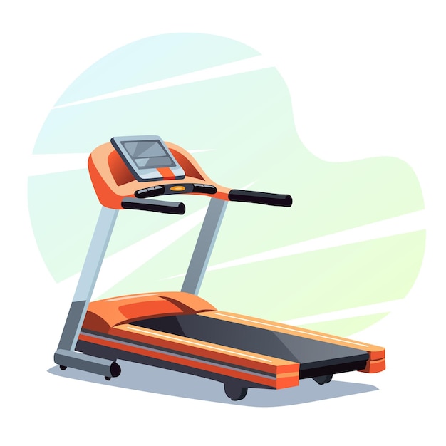 Pomarańczowa bieżnia do ćwiczeń cardio Fitness Ćwiczenia sportowe dla zdrowia Ilustracja wektorowa w stylu kreskówki