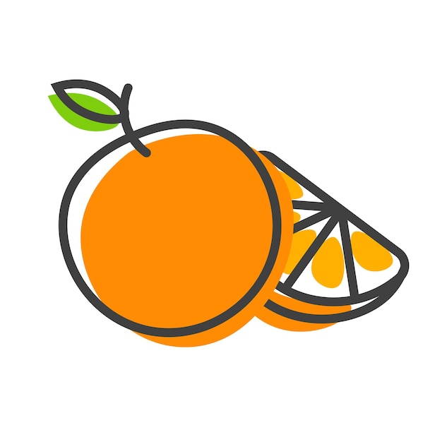 Pomarańczowa Ikona Liniowej Symbol Owocu Koncepcja Logo Wektor Ilustracja Na Białym Tle