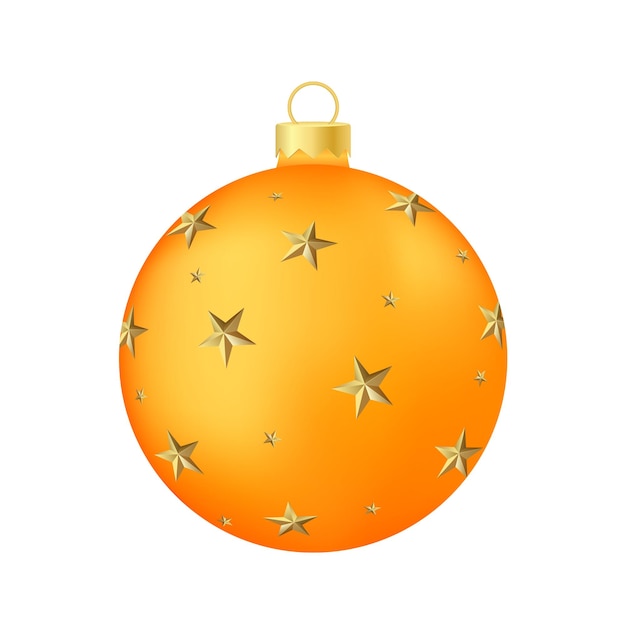 Plik wektorowy pomarańczowa zabawka lub piłka na choinkę wolumetryczna i realistyczna kolorowa ilustracja