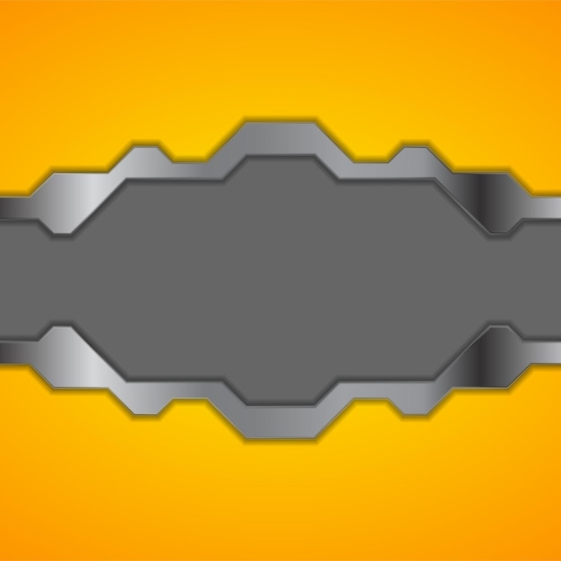 Pomarańczowe i szare metaliczne tło techniczne Ilustracja wektora