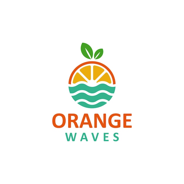 Pomarańczowe Owoce Z Falami Oceanu Logo Design