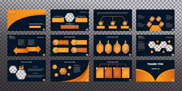 Pomarańczowe Szablony Prezentacji Elementy Infografiki Prezentacja Ulotka I Zestaw Firmowy Ulotek