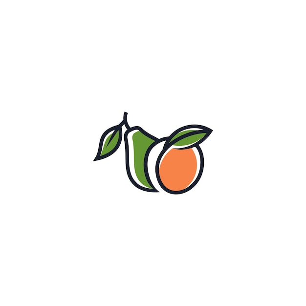 Pomarańczowy Awokado Logo Wektor Ikona Ilustracja
