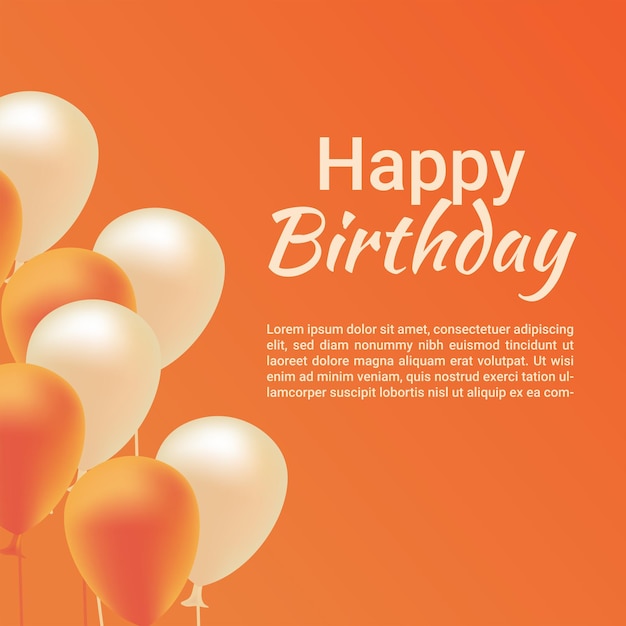 Plik wektorowy pomarańczowy balon z okazji urodzin