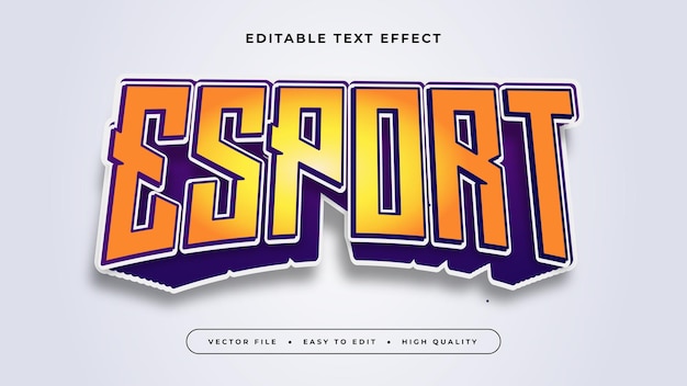 Pomarańczowy biały i fioletowy fiolet esport 3d edytowalny efekt tekstu styl czcionki
