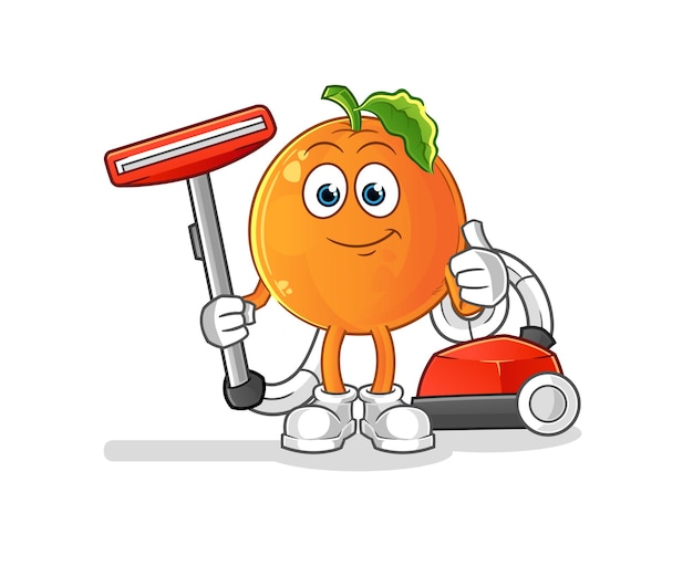 Pomarańczowy czyścić odkurzaczem . wektor znaków