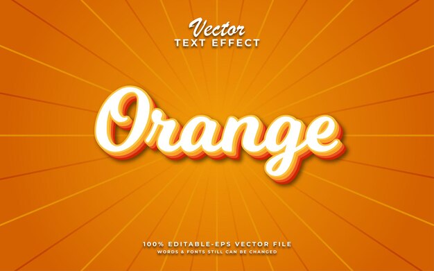 Plik wektorowy pomarańczowy efekt tekstu w edytowalnym stylu 3d