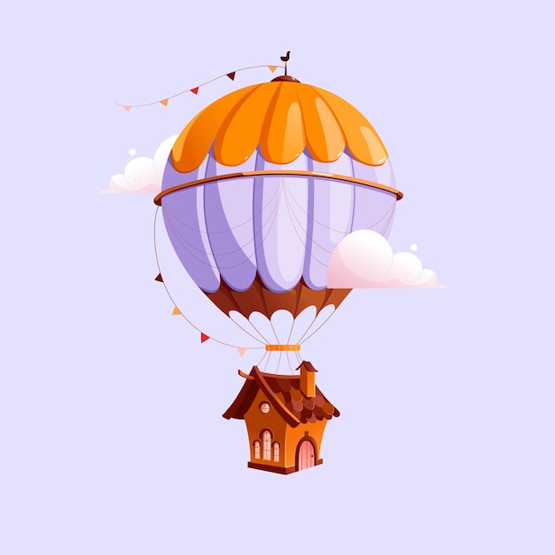 Plik wektorowy pomarańczowy fioletowy balon dom ilustracja