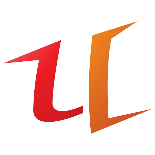Plik wektorowy pomarańczowy i czerwony kolczasty w kształcie litery u ikona