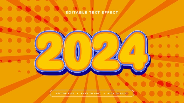 Pomarańczowy i fioletowy fiolet 2024 3d edytowalny efekt tekstu styl czcionki