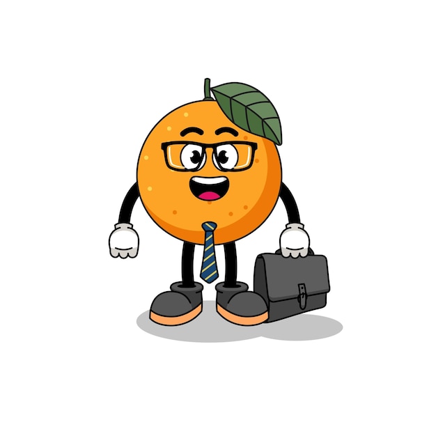 Pomarańczowy Owoc Maskotka Jako Projekt Postaci Biznesmena